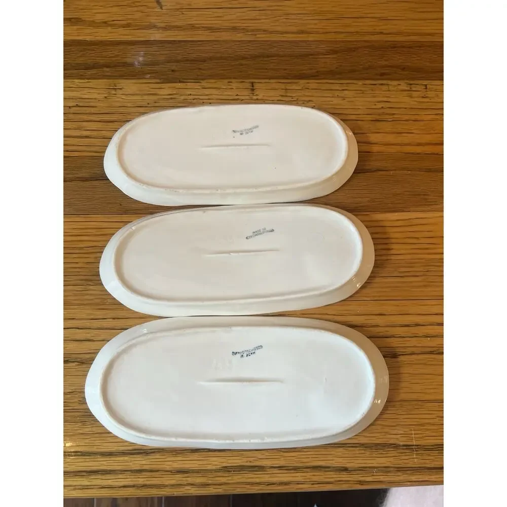 Vintage Czechoslovakia Corn on the Cob Dishes Set of 3 White Ceramic Farmhouse